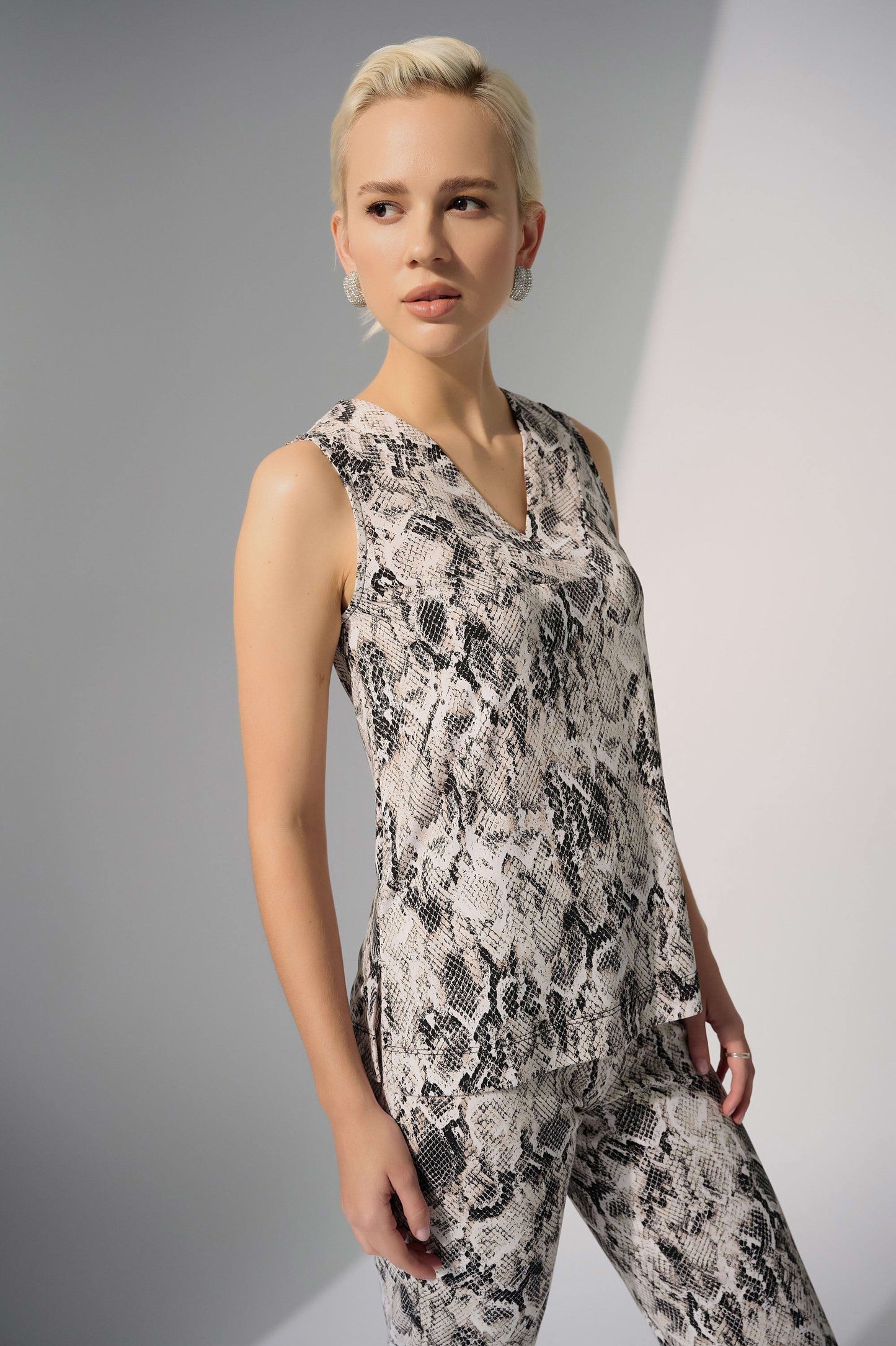 Silky Knit Python Print Straight Top