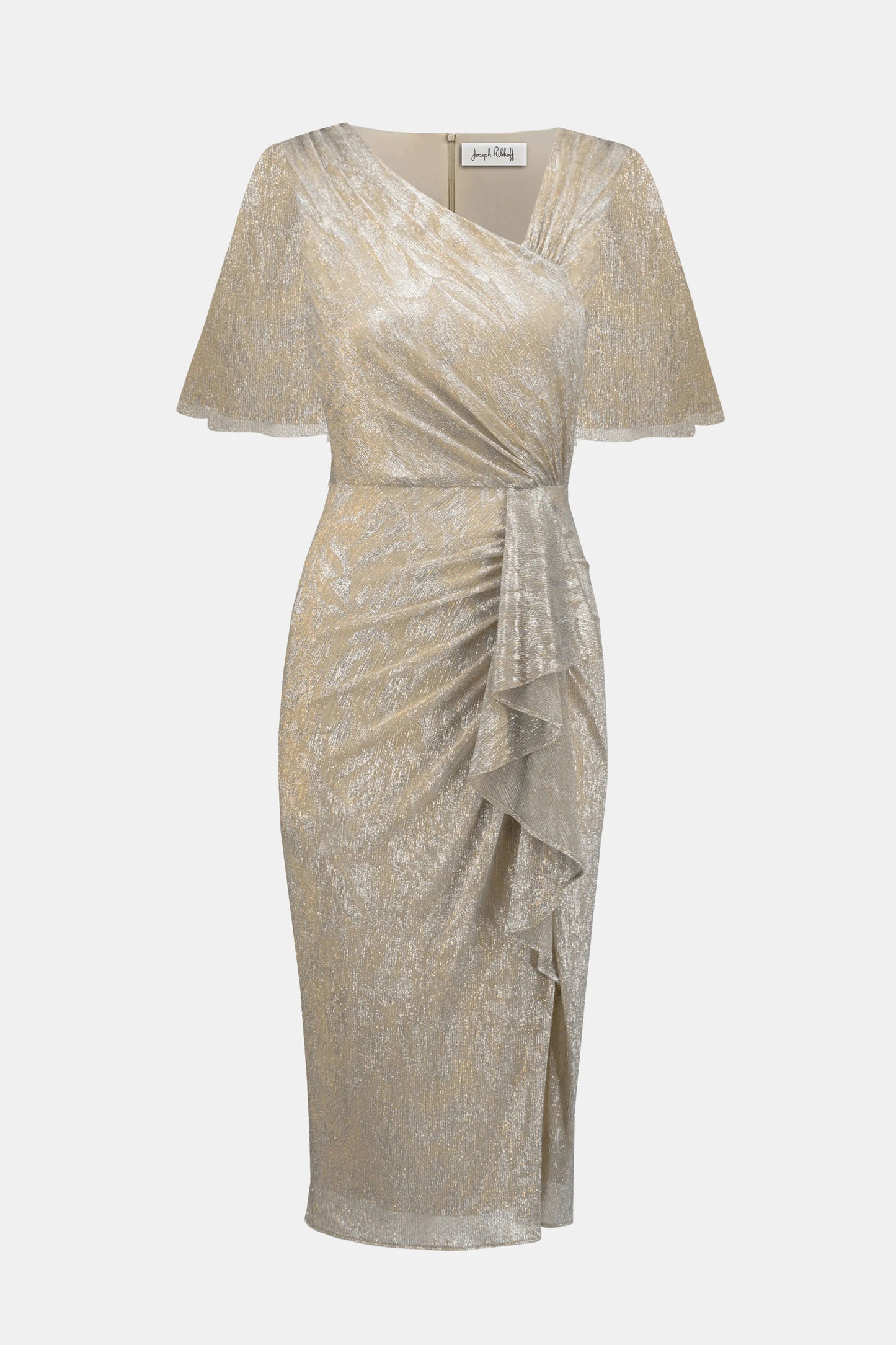 Foiled Plisse Knit Sheath Dress