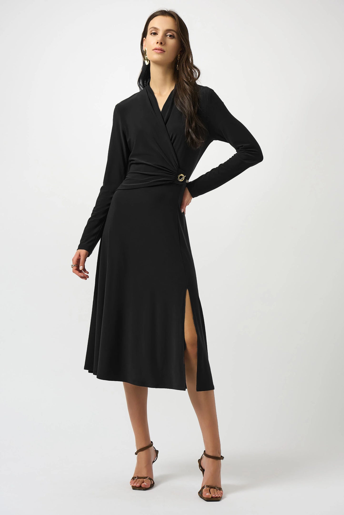Silky Knit Fit & Flare Wrap Dress