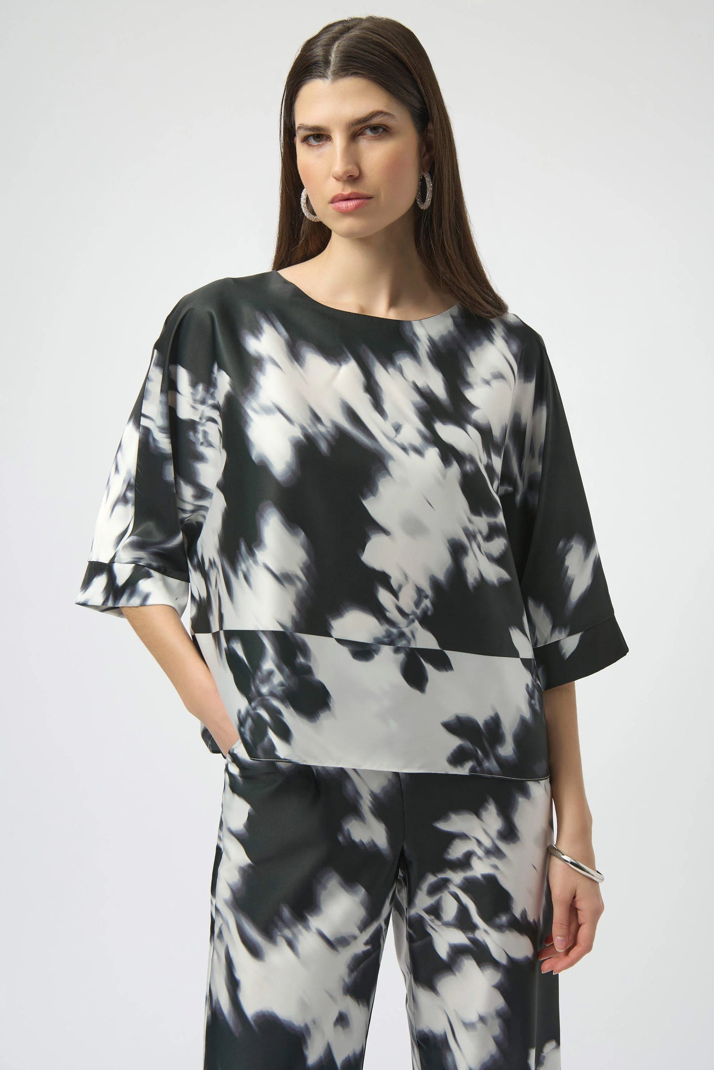 Recycled Satin Floral Print Boxy Top