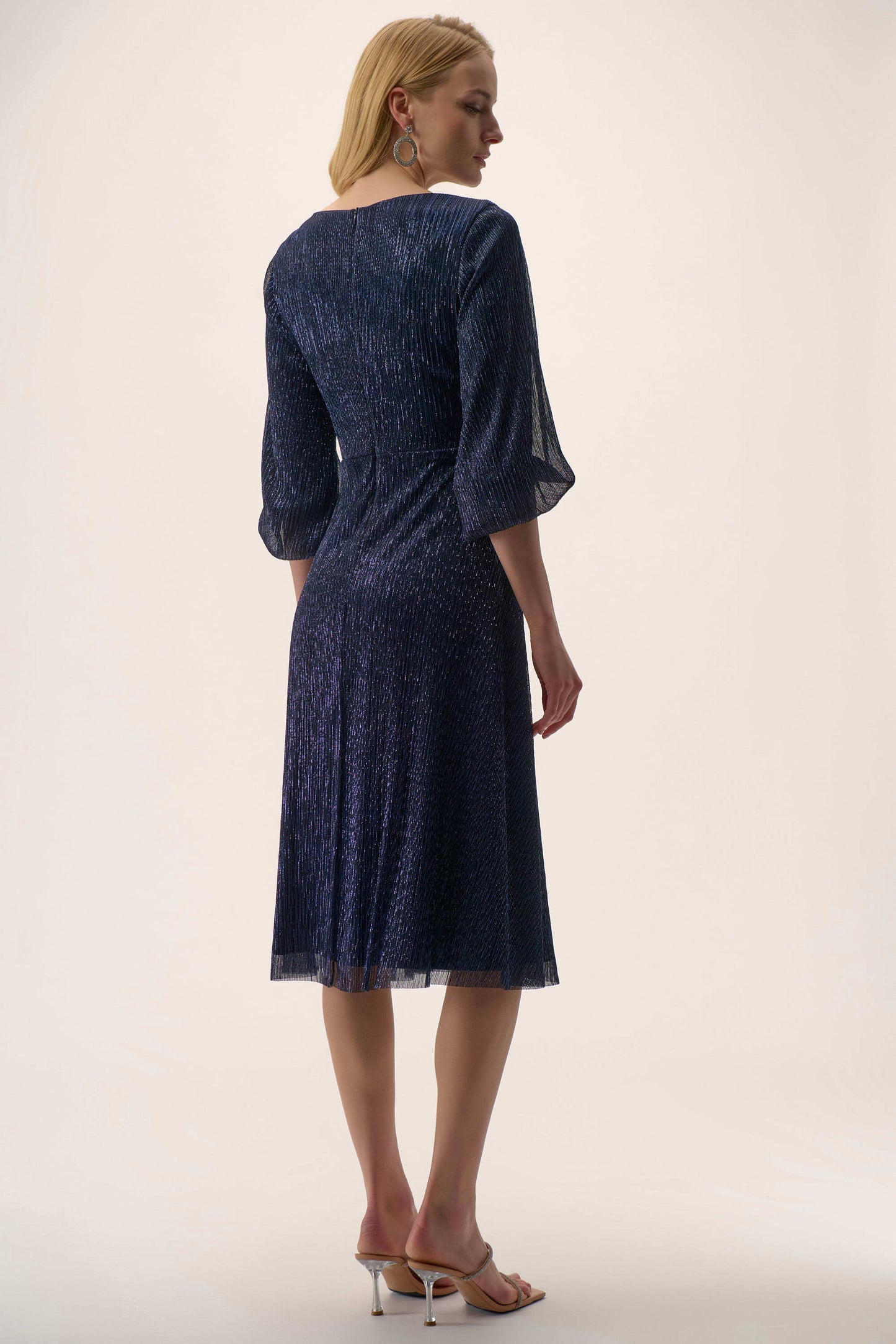 Sparkle Mesh Plisse Fit & Flare Dress