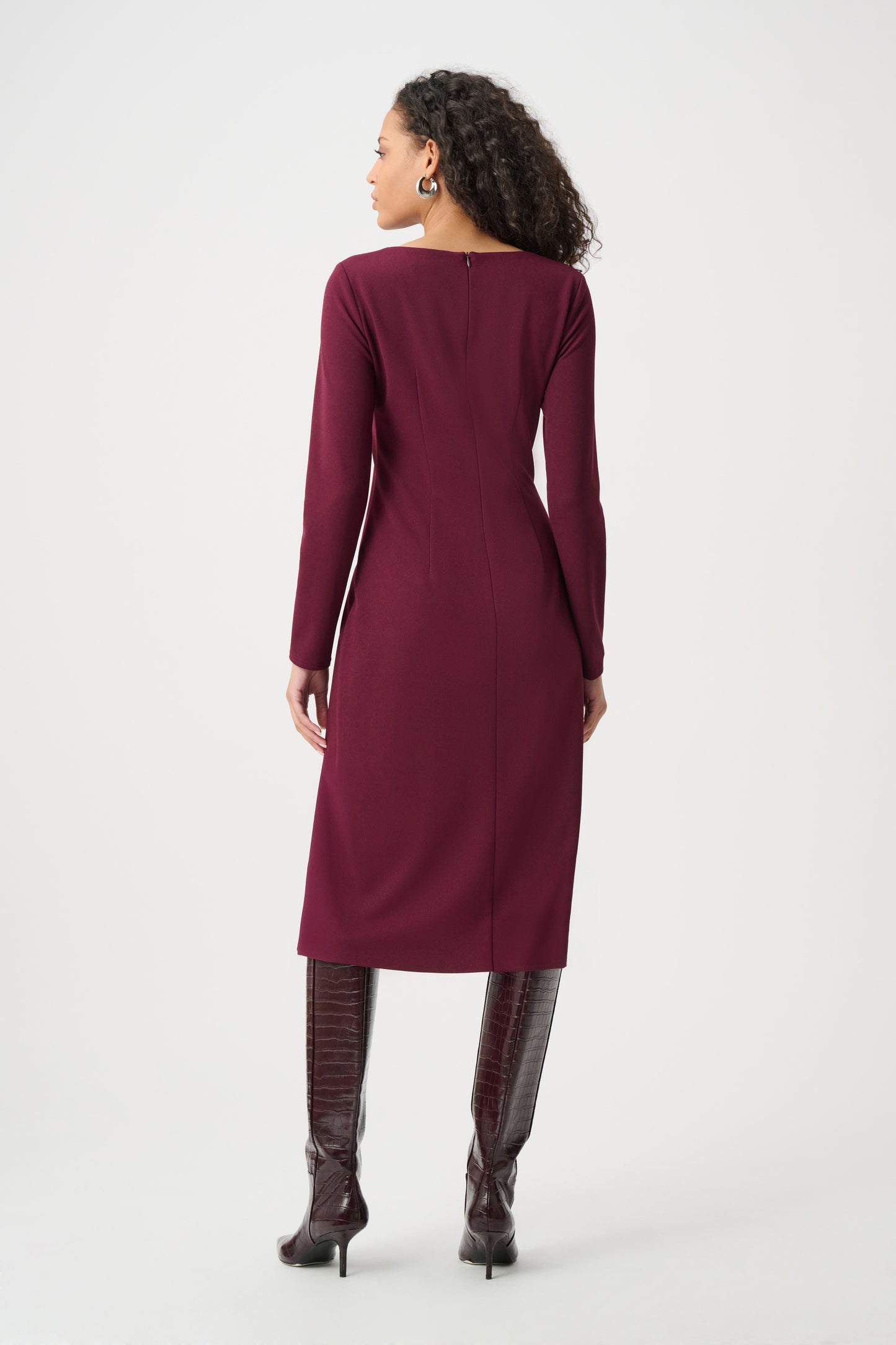 Scuba Crepe Draped Front Sheath Dress