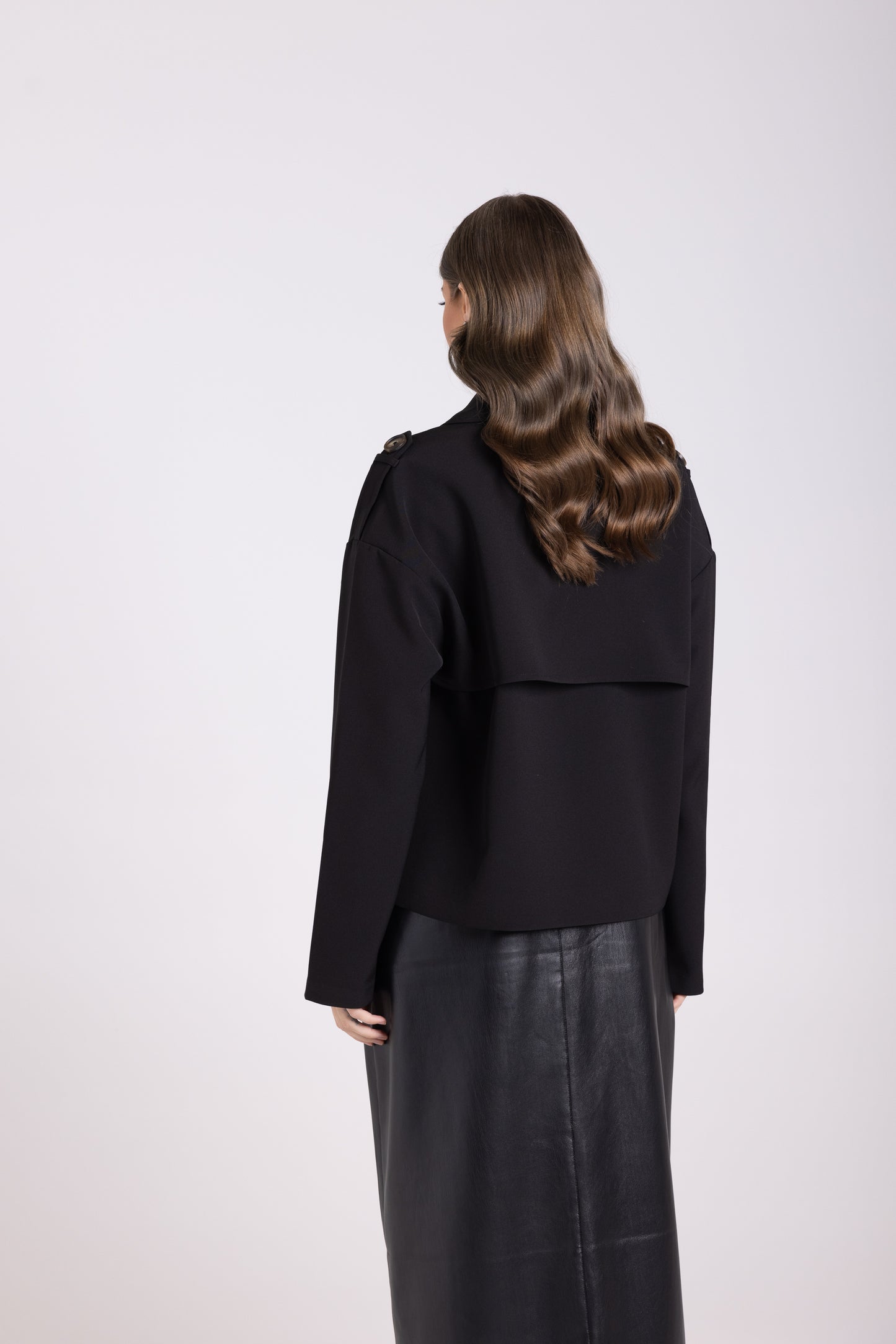 Dropped Shoulder Cropped Trench