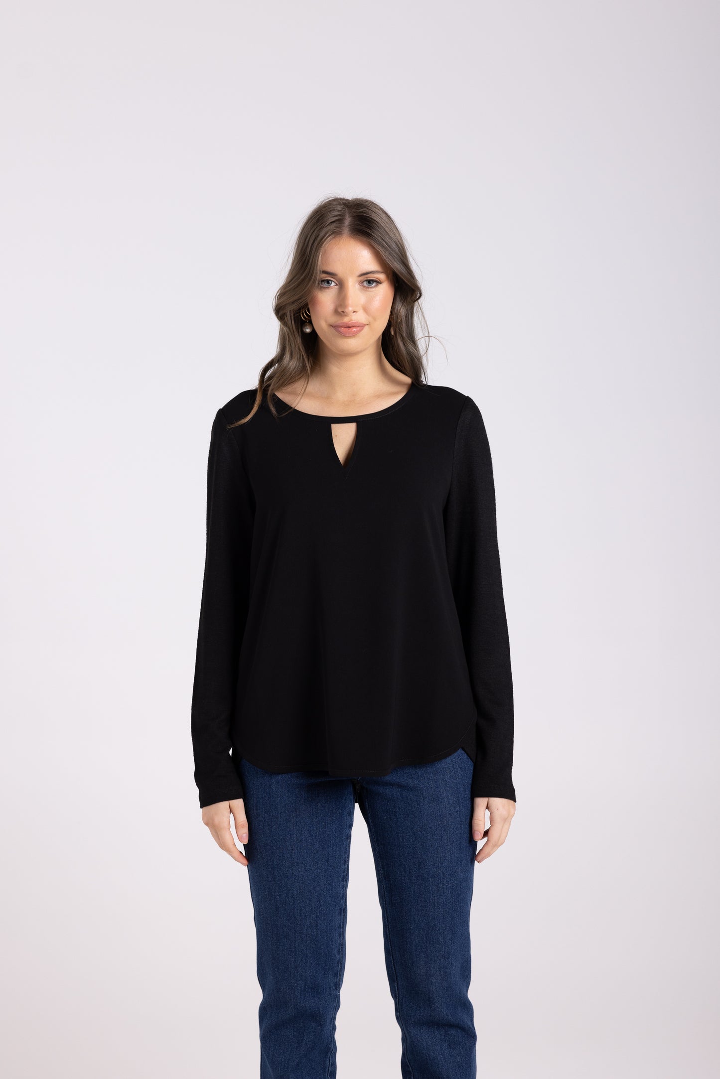 Keyhole Top with Knit Back
