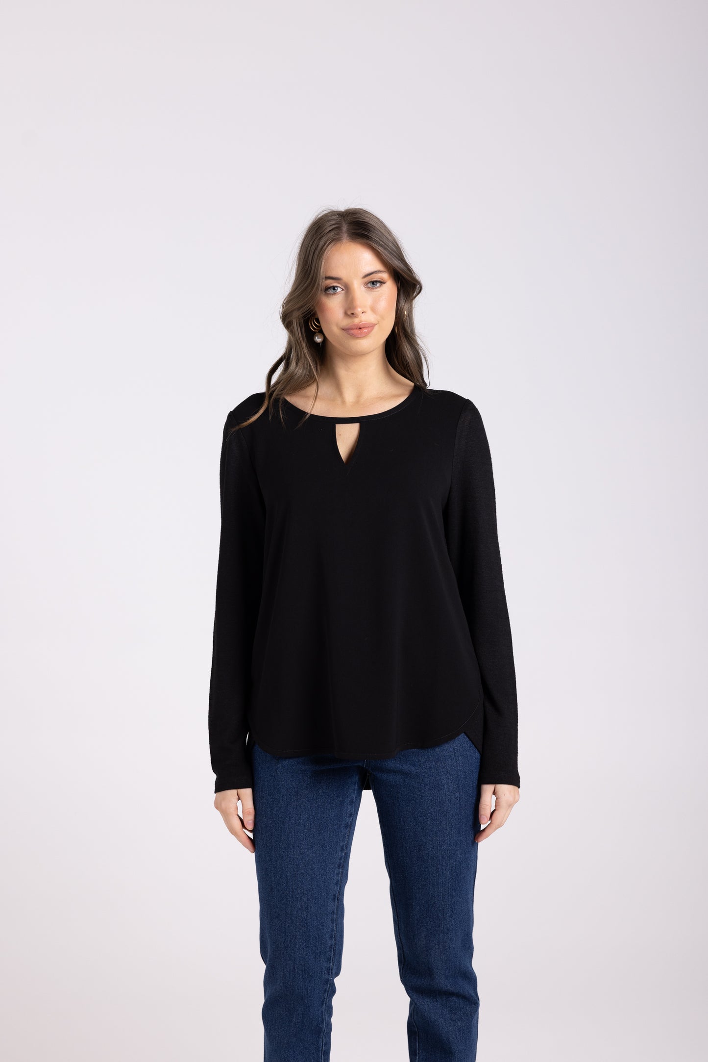 Keyhole Top with Knit Back