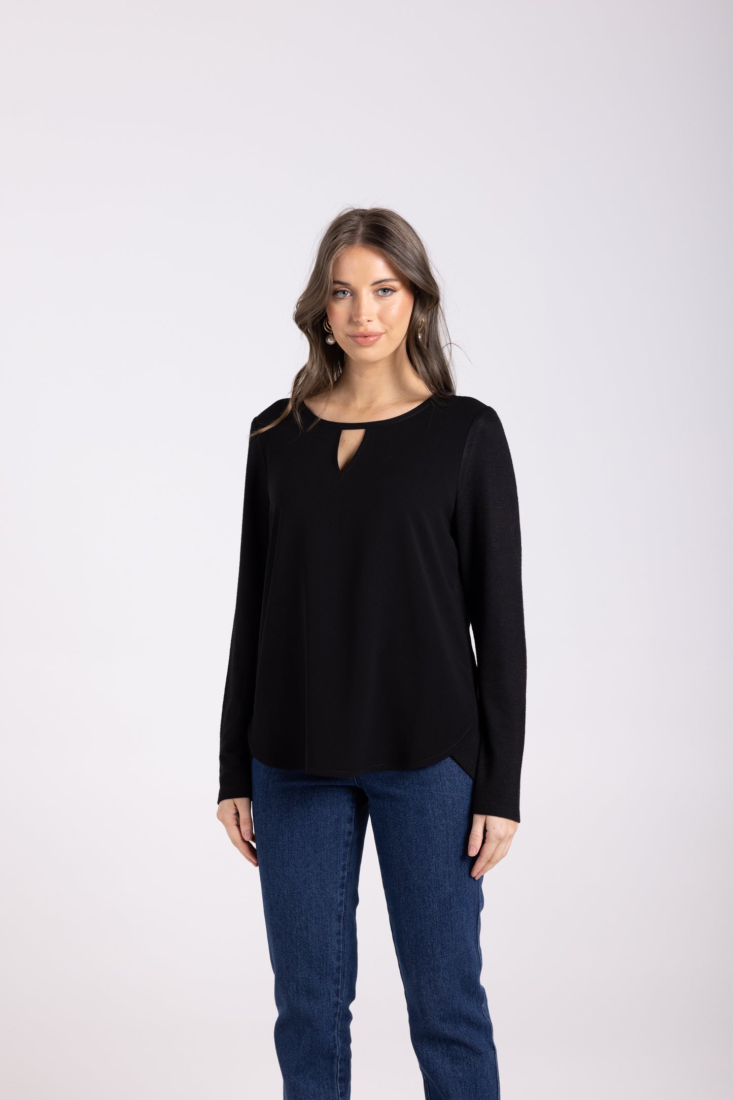 Keyhole Top with Knit Back