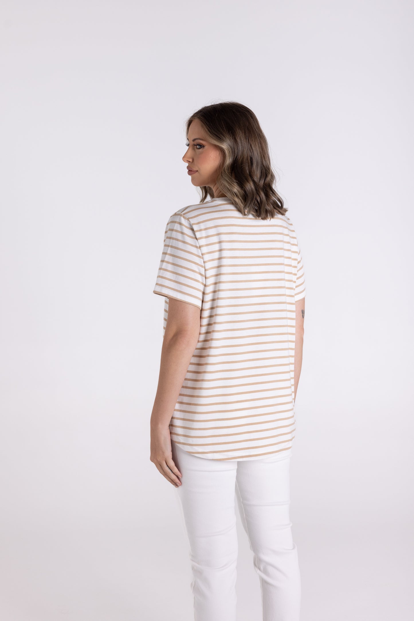 Stripe S/Slv Crew w/Embroidery