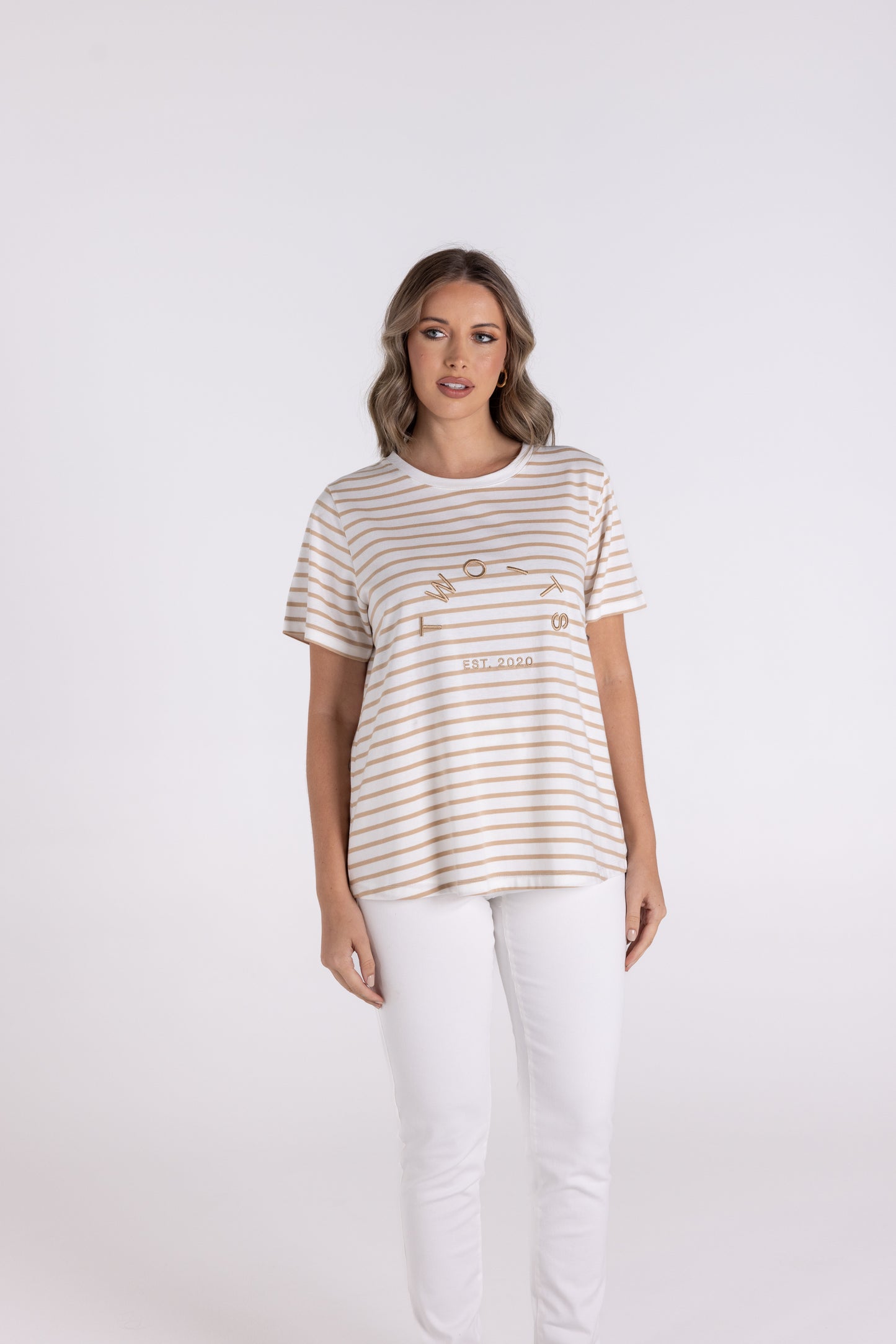 Stripe S/Slv Crew w/Embroidery