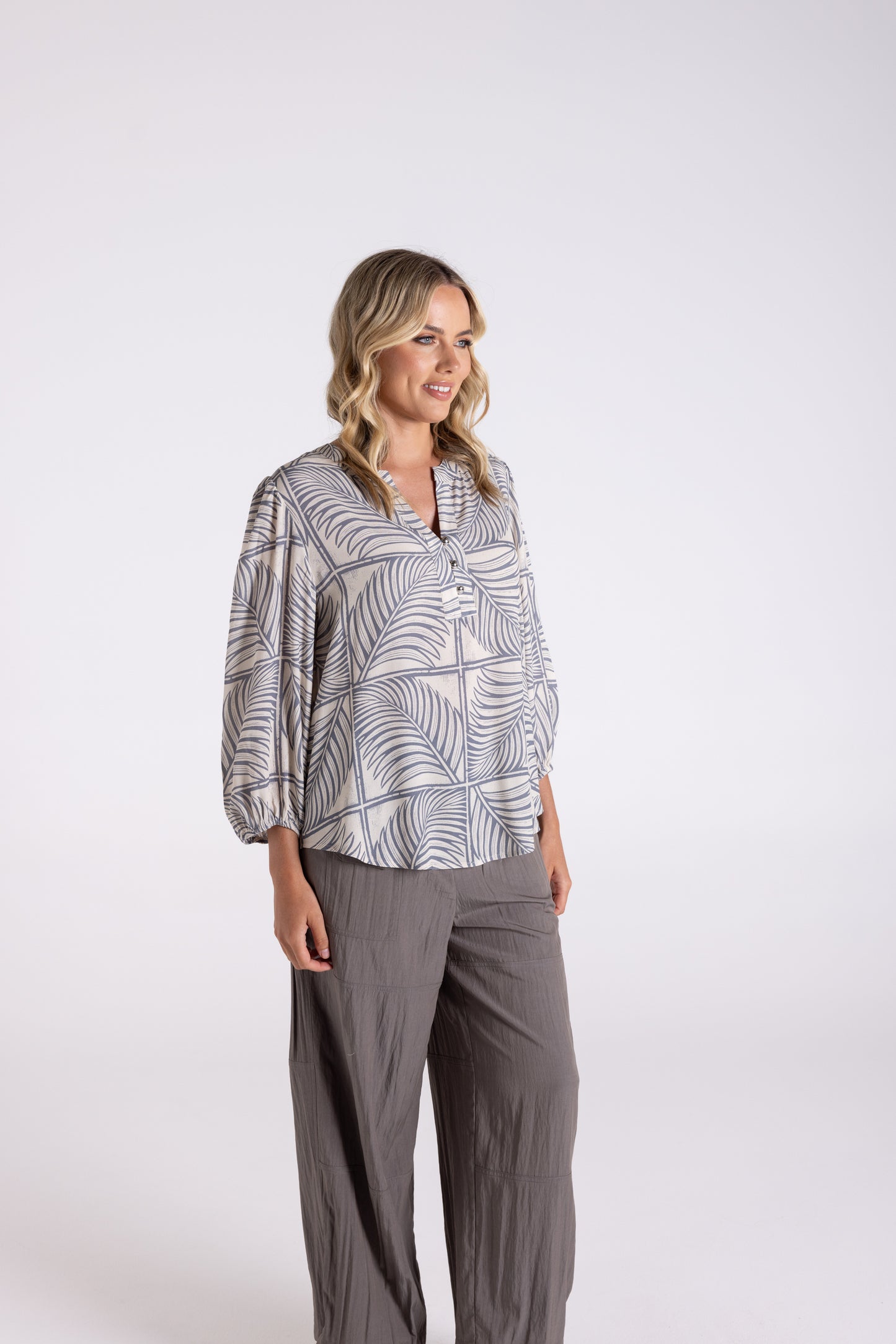 Fern Print 7/8 Sleeve Top