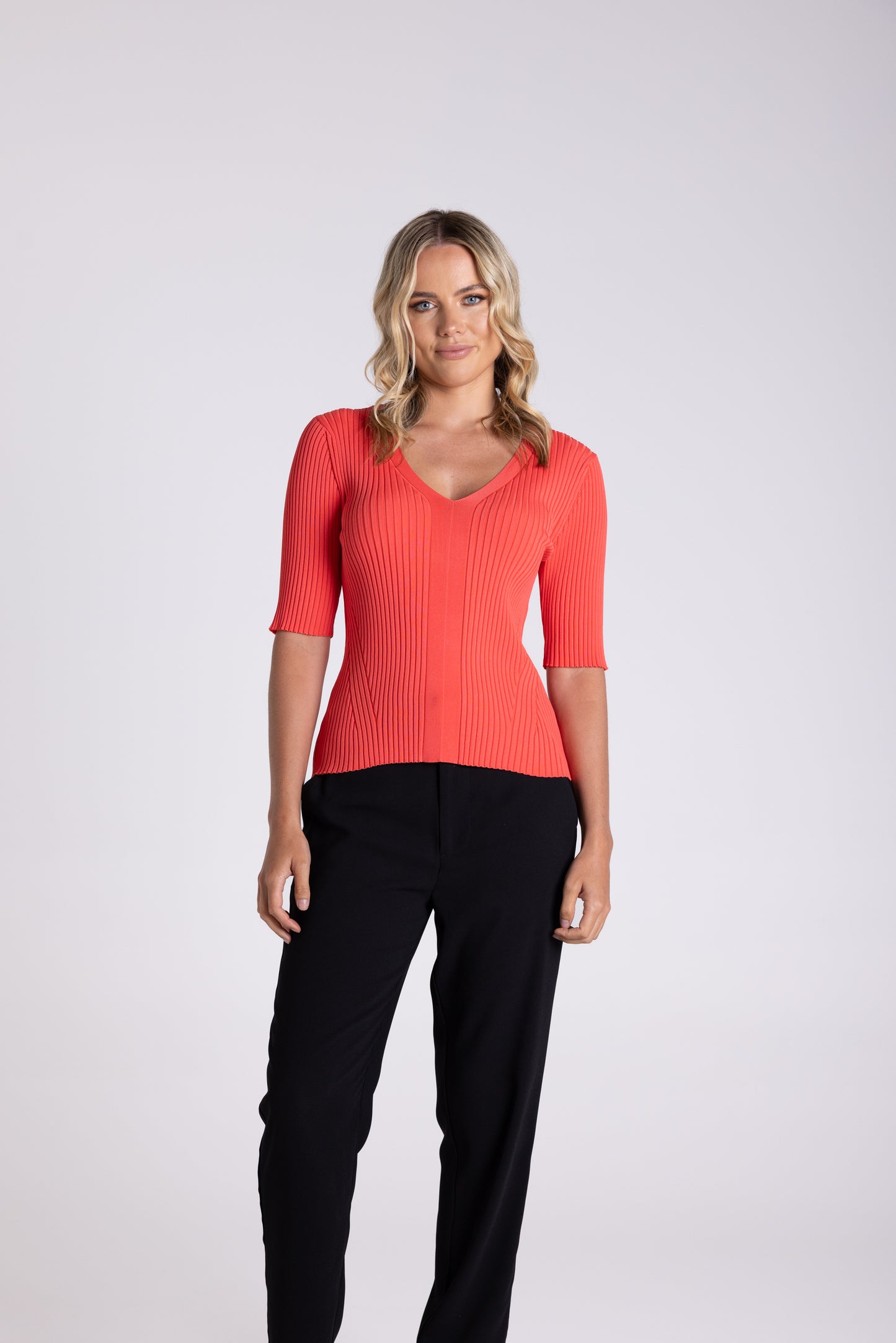 V Neck Rib Top