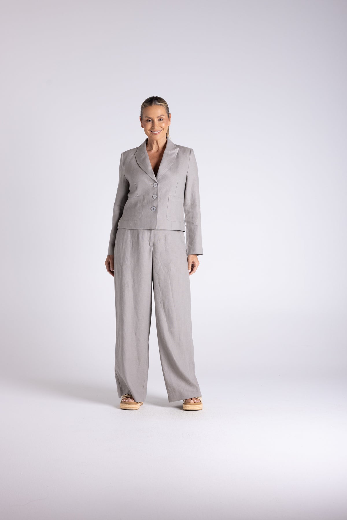 Tweed Linen Cropped Blazer
