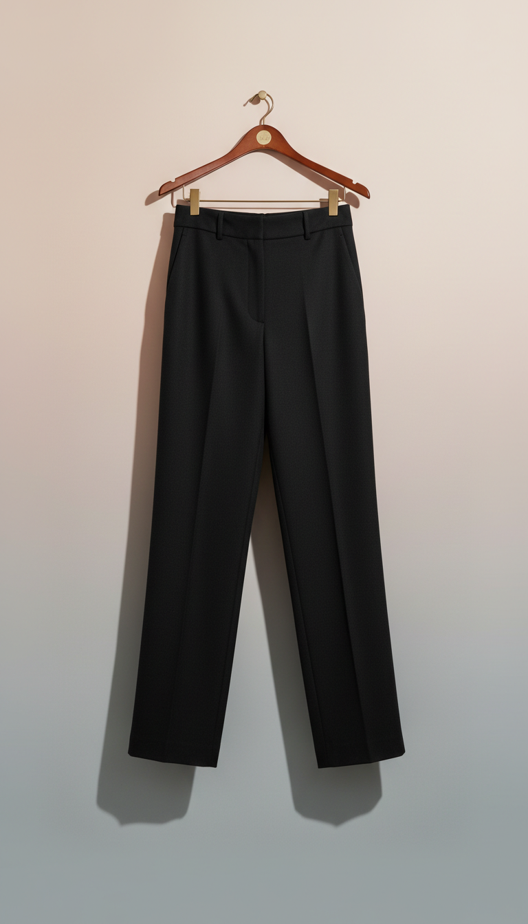 High-Waisted Tailored Trousers in Charcoal Black