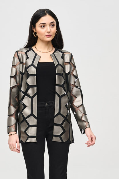 Laser Cut Leatherette Jacket