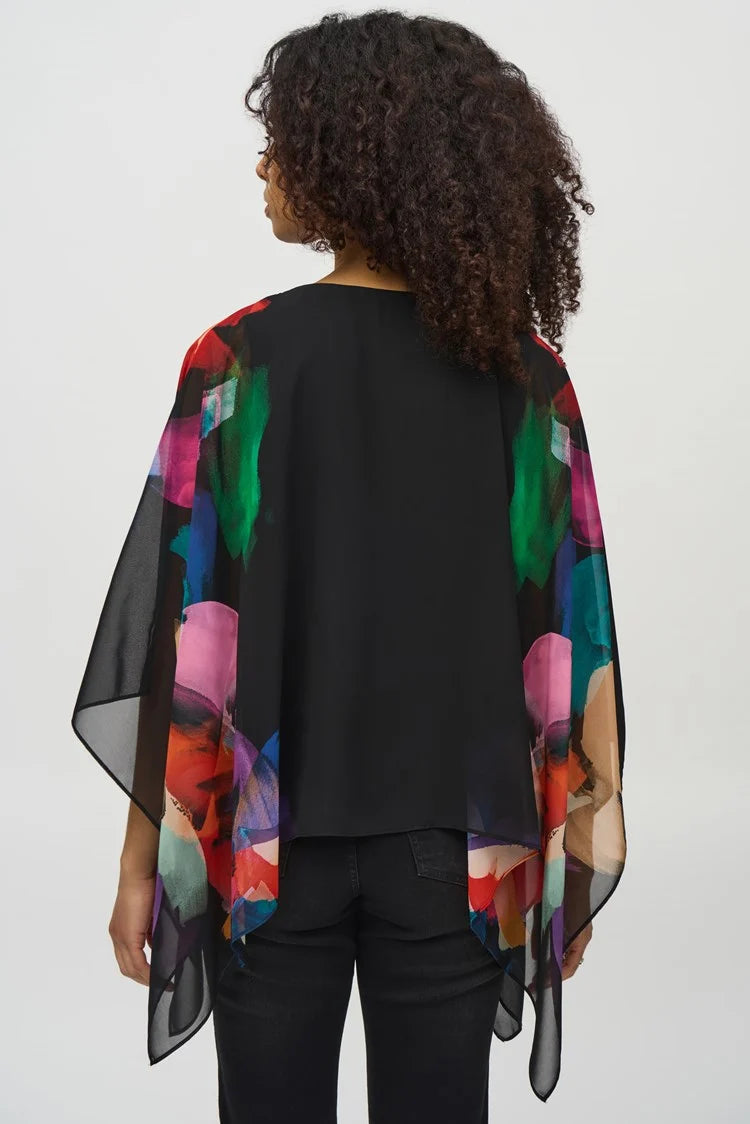 Chiffon Abstract Print Poncho Top