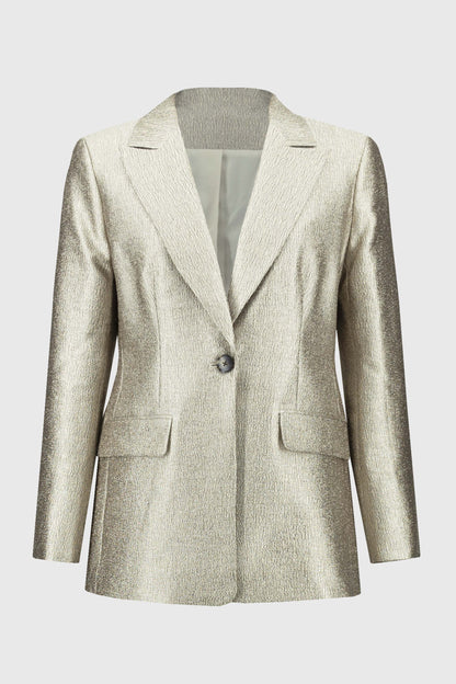 Woven Metallic Fitted Blazer