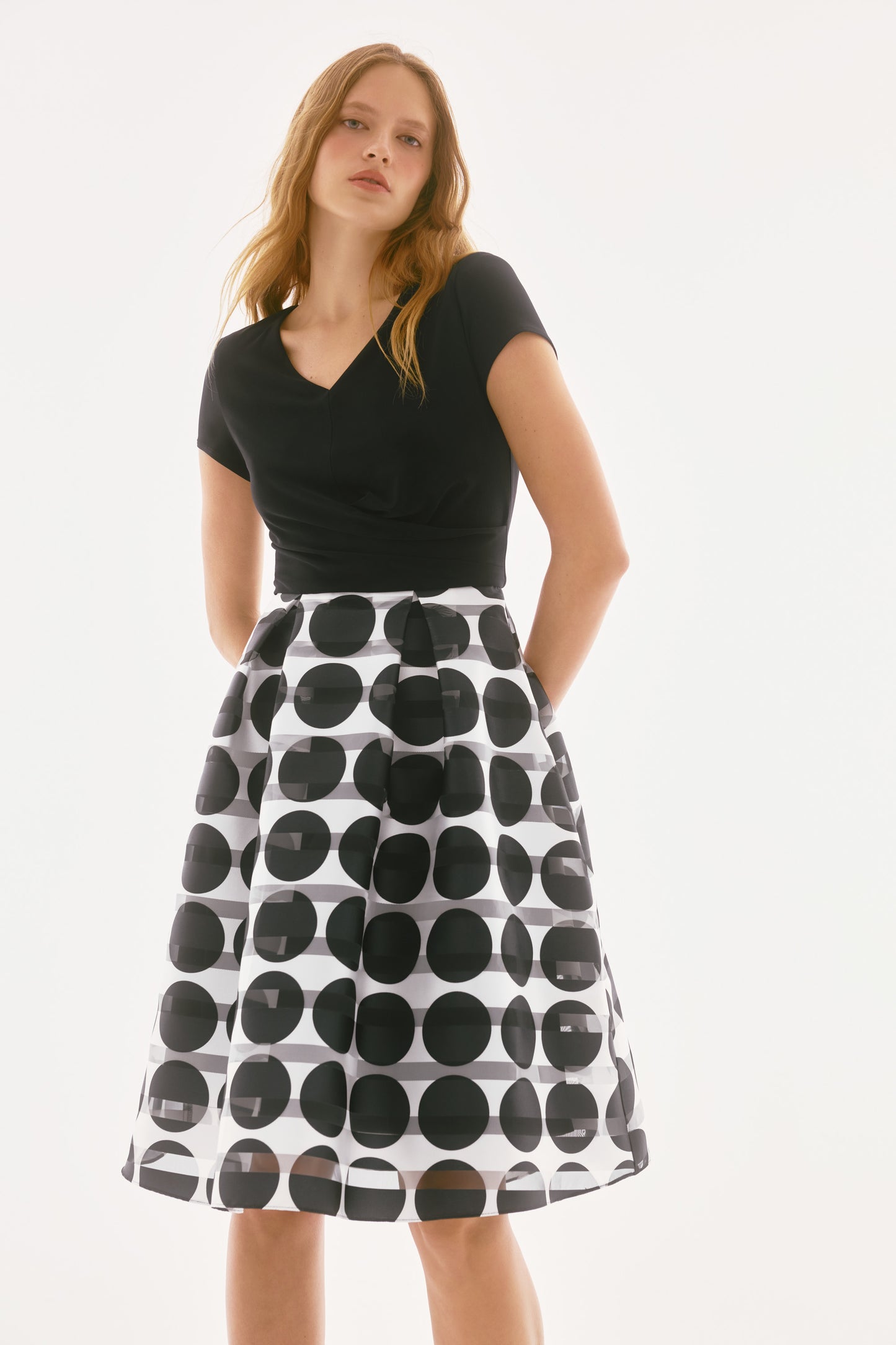 Silky Knit and Dot Skirt Dress