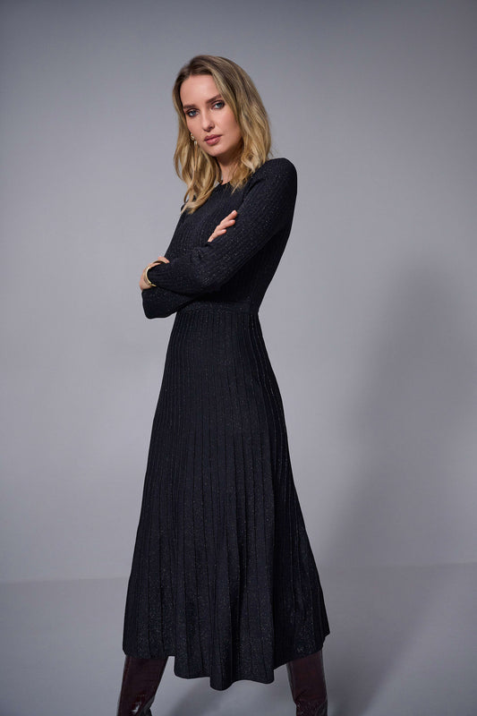 Knit Fit & Flare Crew Neck Dress