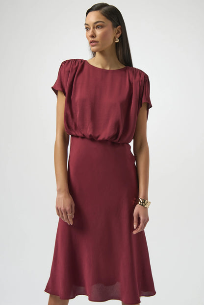 Recycled Satin Blouson A-Line Dress