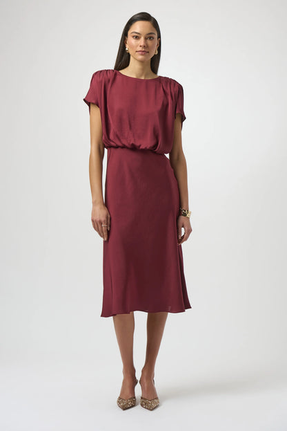 Recycled Satin Blouson A-Line Dress