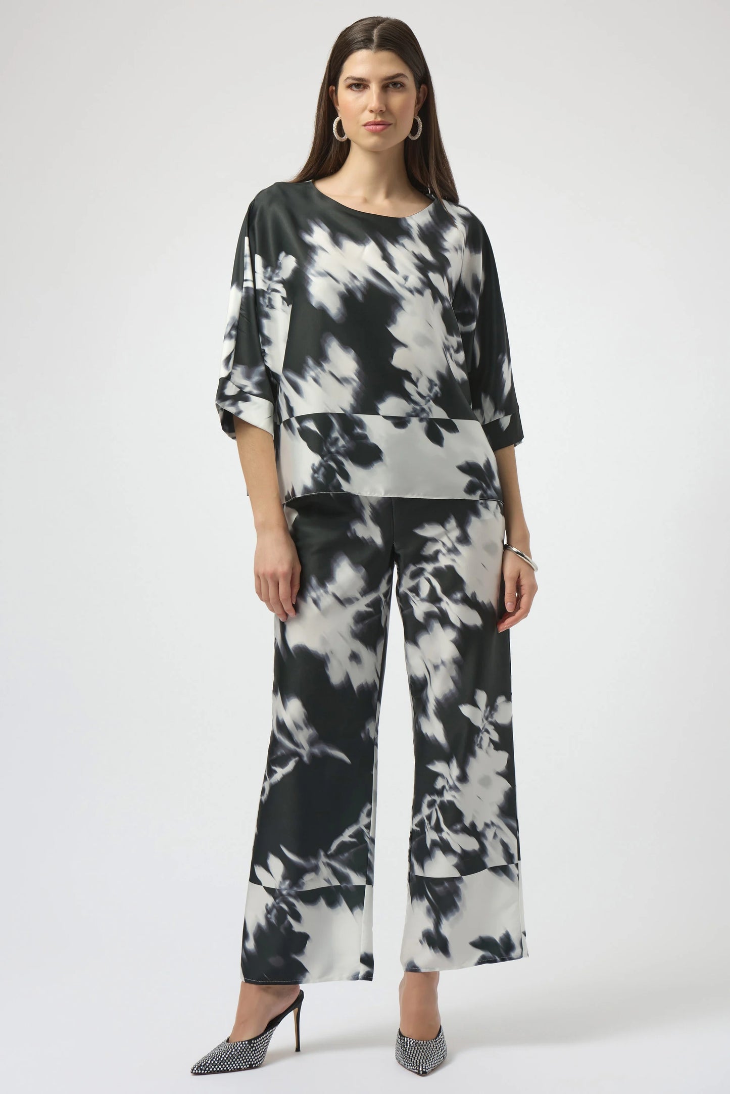 Recycled Satin Floral Print Boxy Top