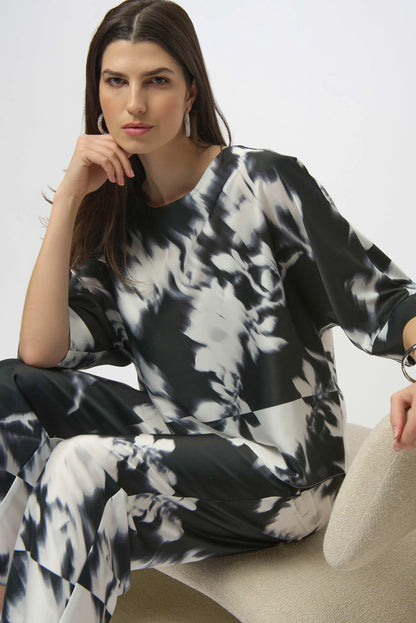 Recycled Satin Floral Print Boxy Top