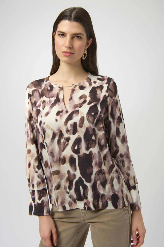 Recycled Satin Animal Print Top