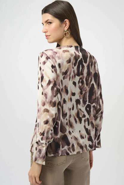 Recycled Satin Animal Print Top