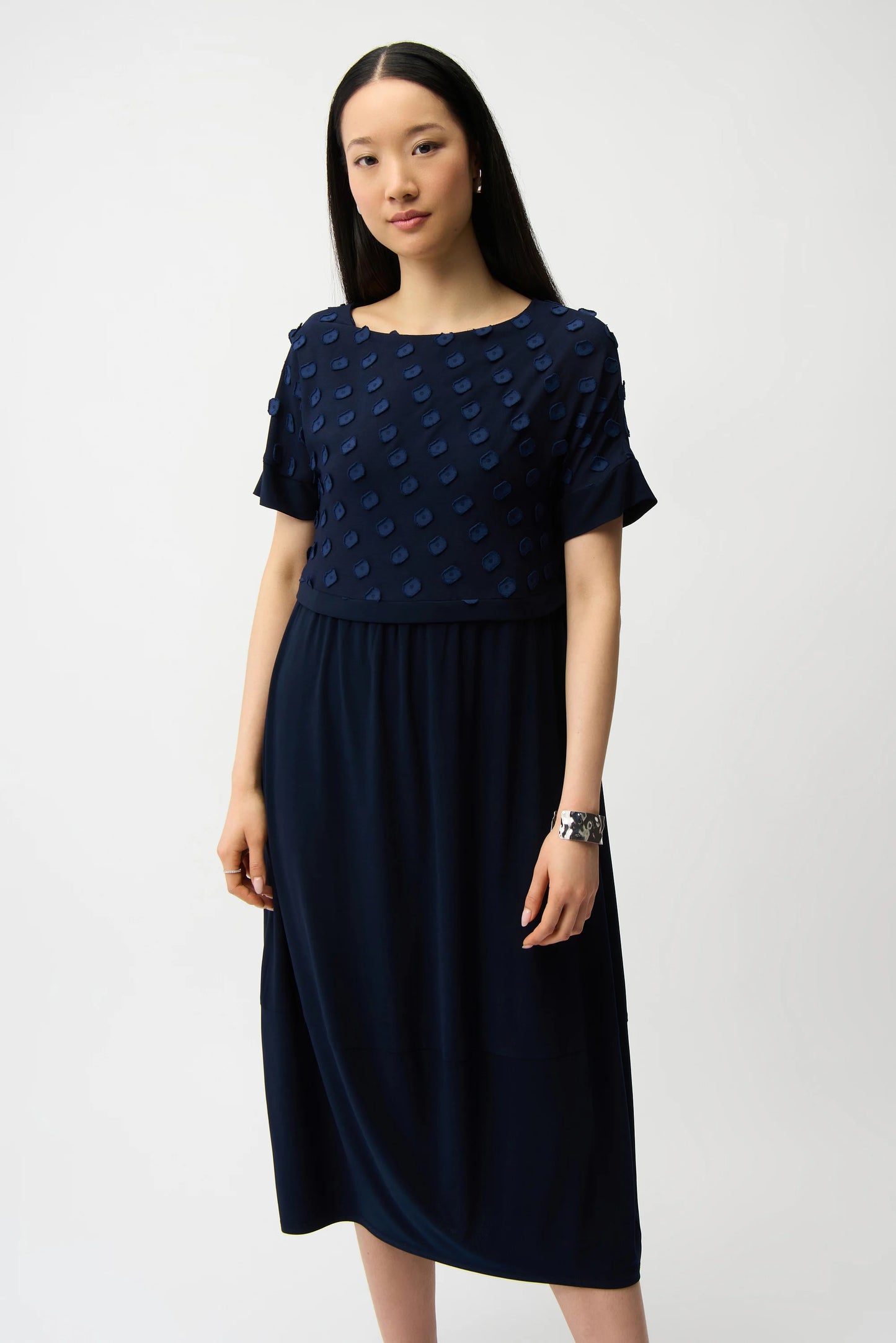 Silky Knit Dot Cocoon Dress