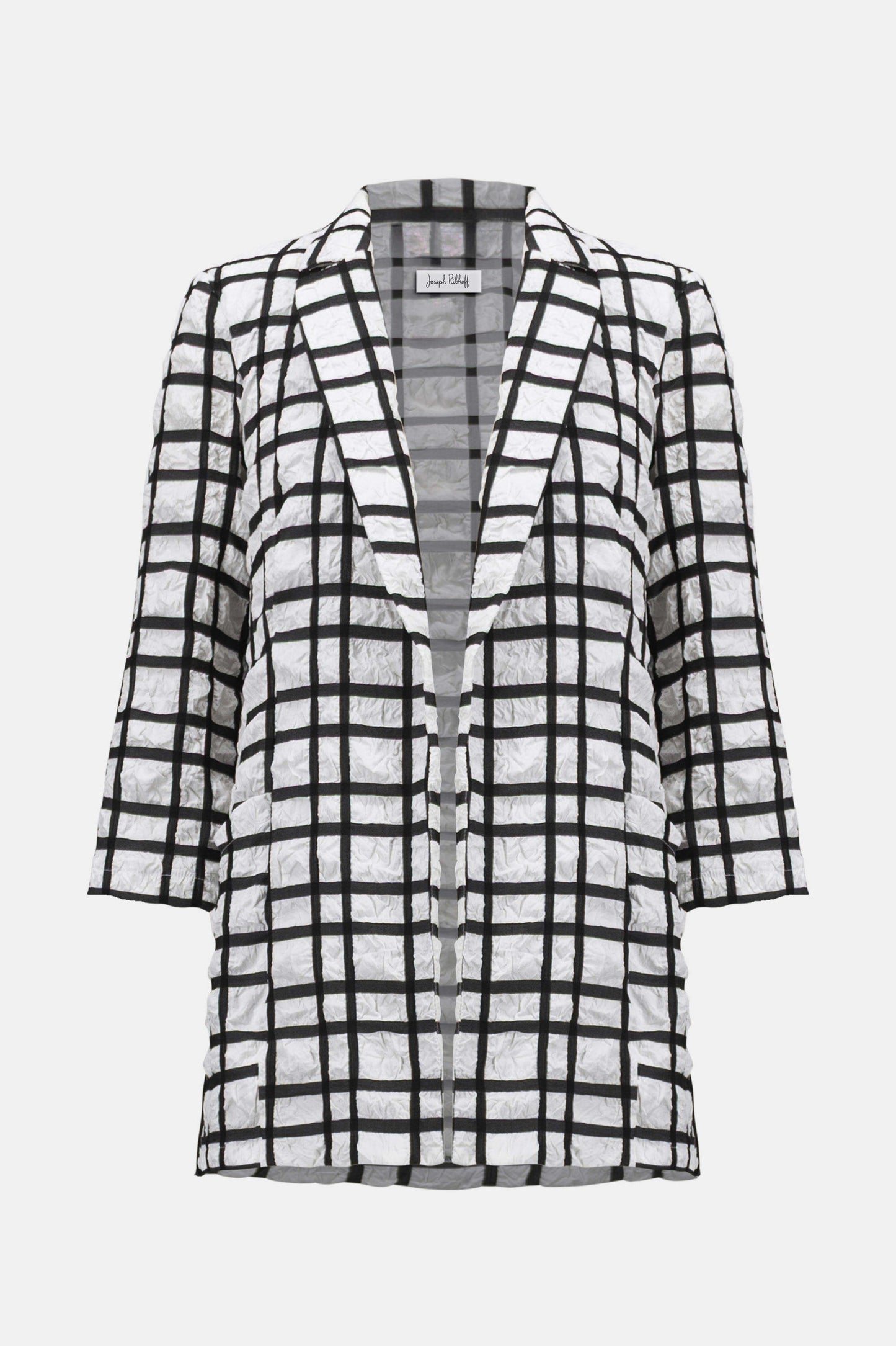 Jacquard Plaid Print Boxy Blazer
