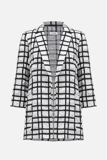 Jacquard Plaid Print Boxy Blazer