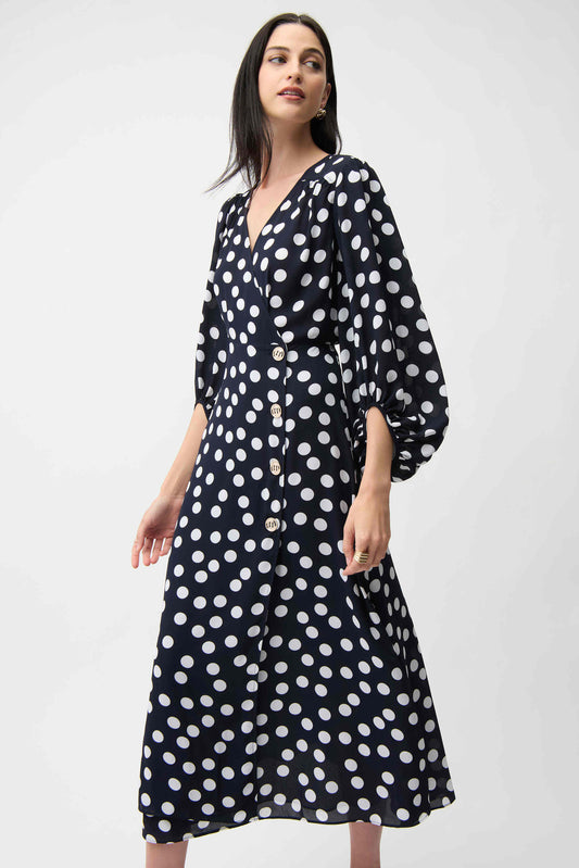 Georgette Dot Print Wrap Dress