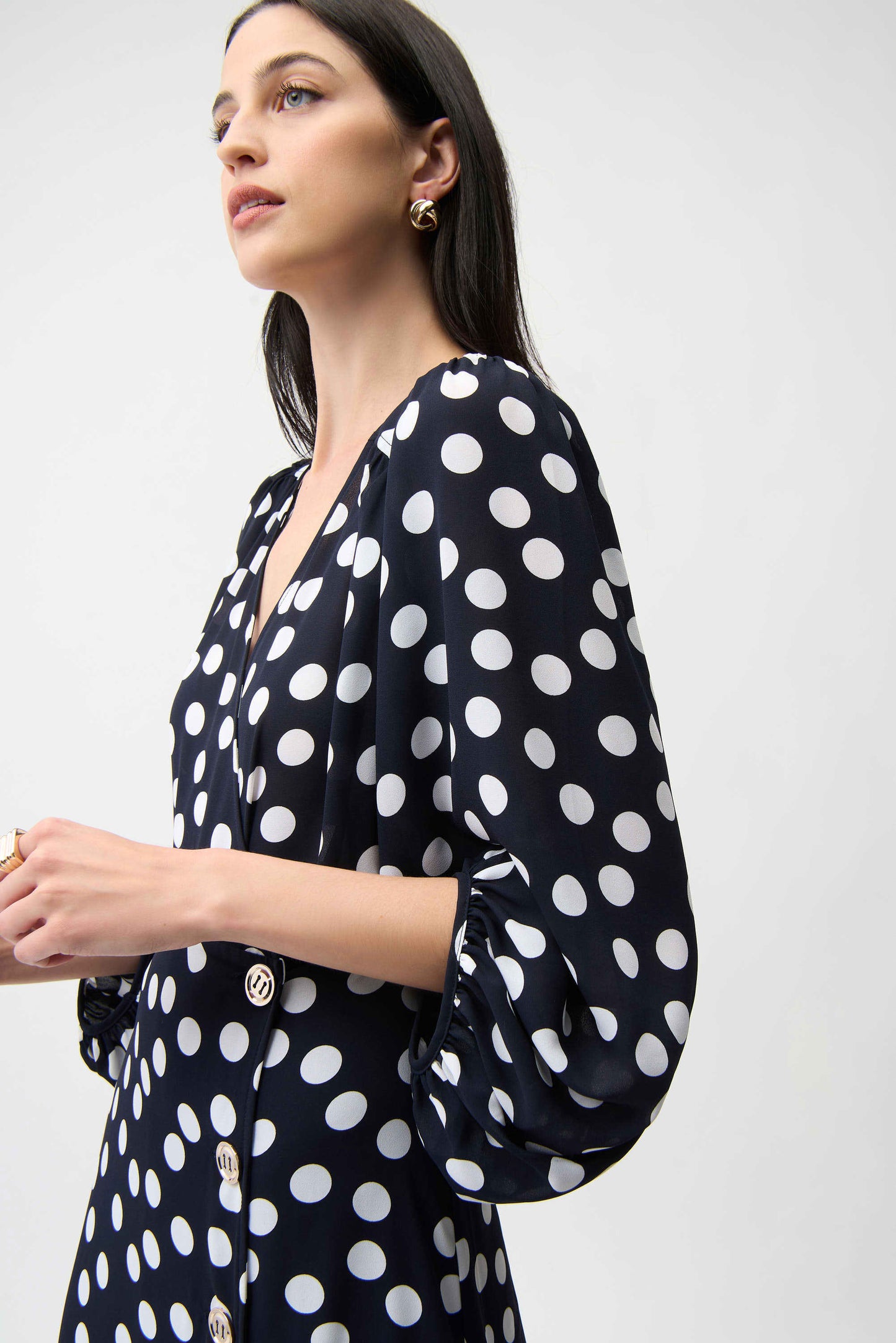 Georgette Dot Print Wrap Dress