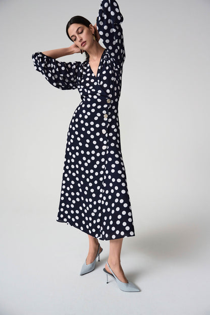 Georgette Dot Print Wrap Dress