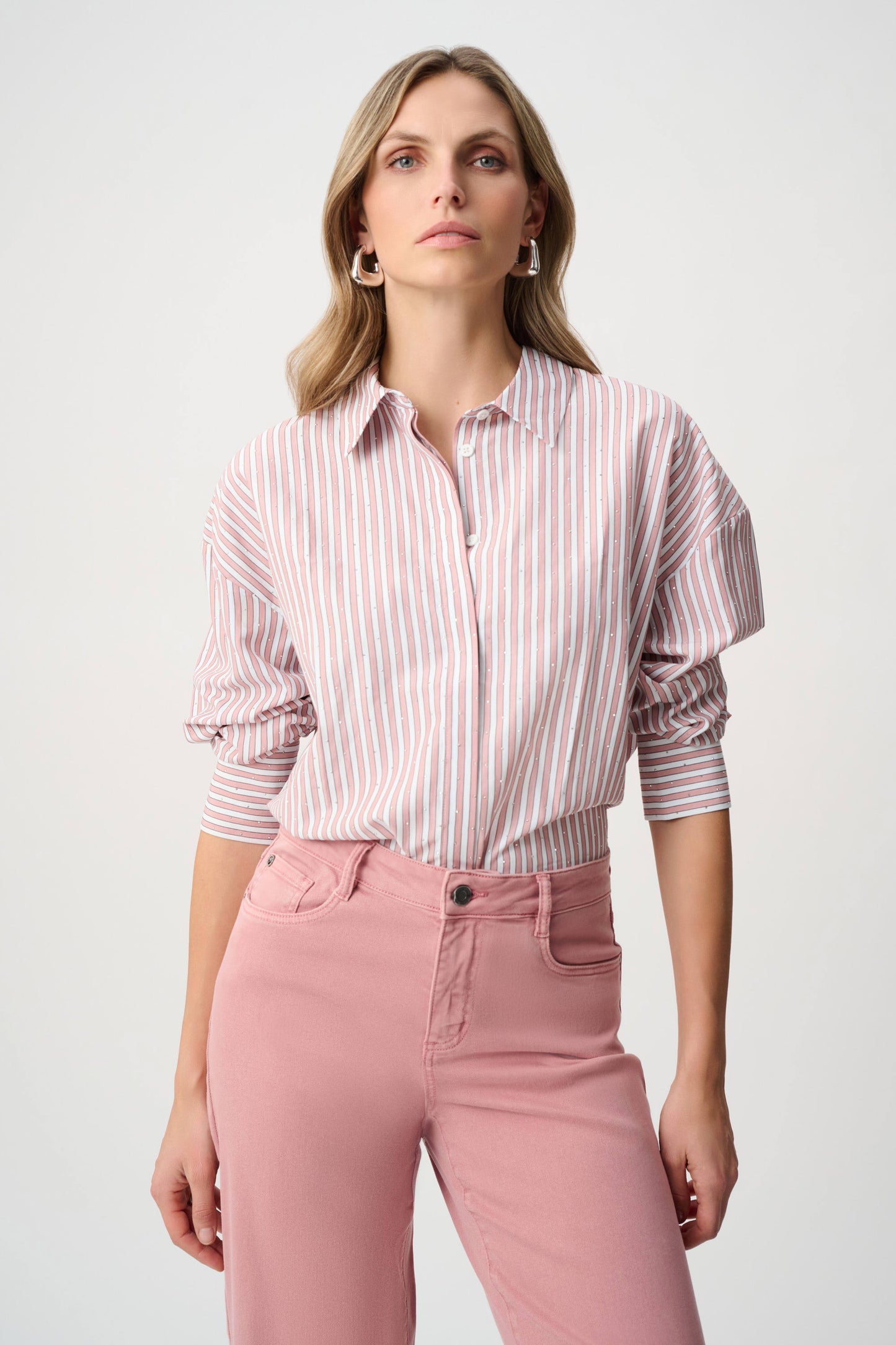 Tencil Stripe Print Boxy Blouse