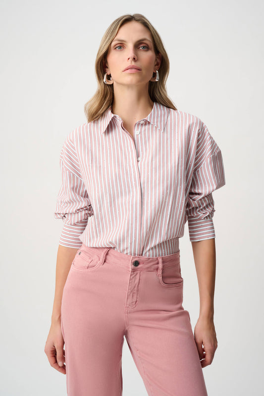 Tencil Stripe Print Boxy Blouse