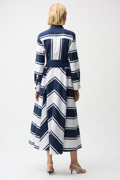 Cotton Stripe Fit & Flare Shirt Dress