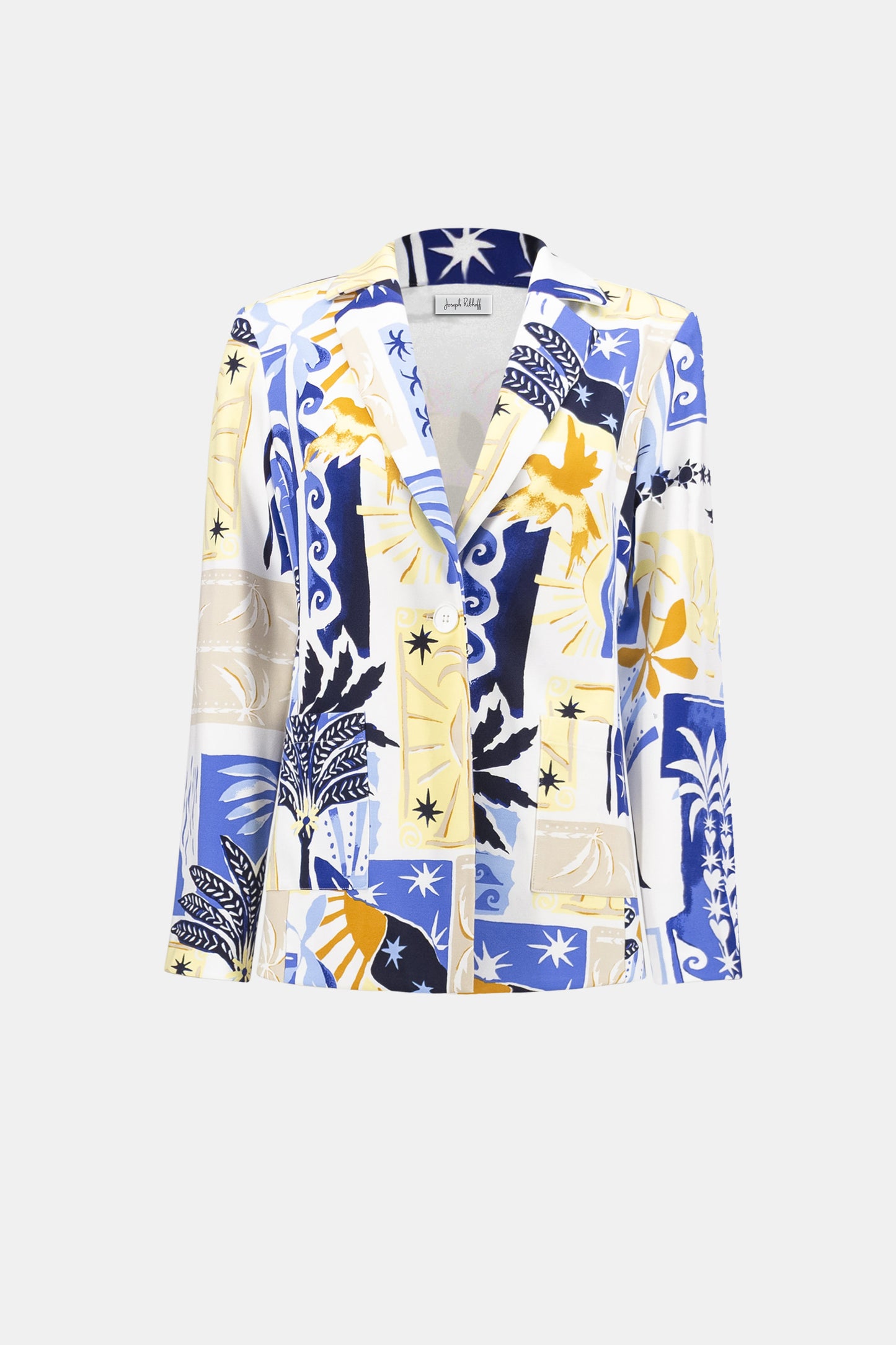 Silky Knit Tropical Print Blazer