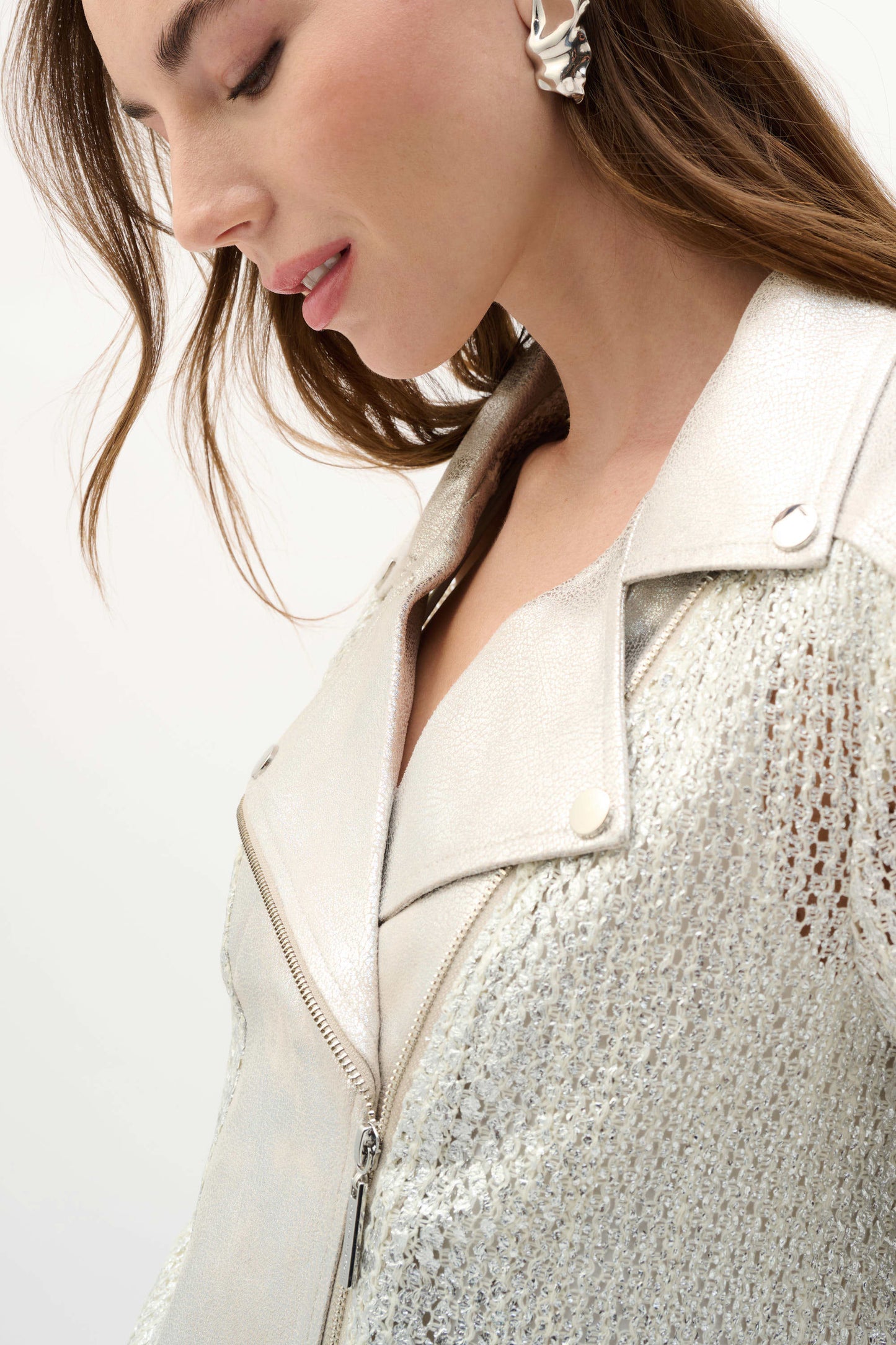 Faux Suede Foiled Knit Jacket