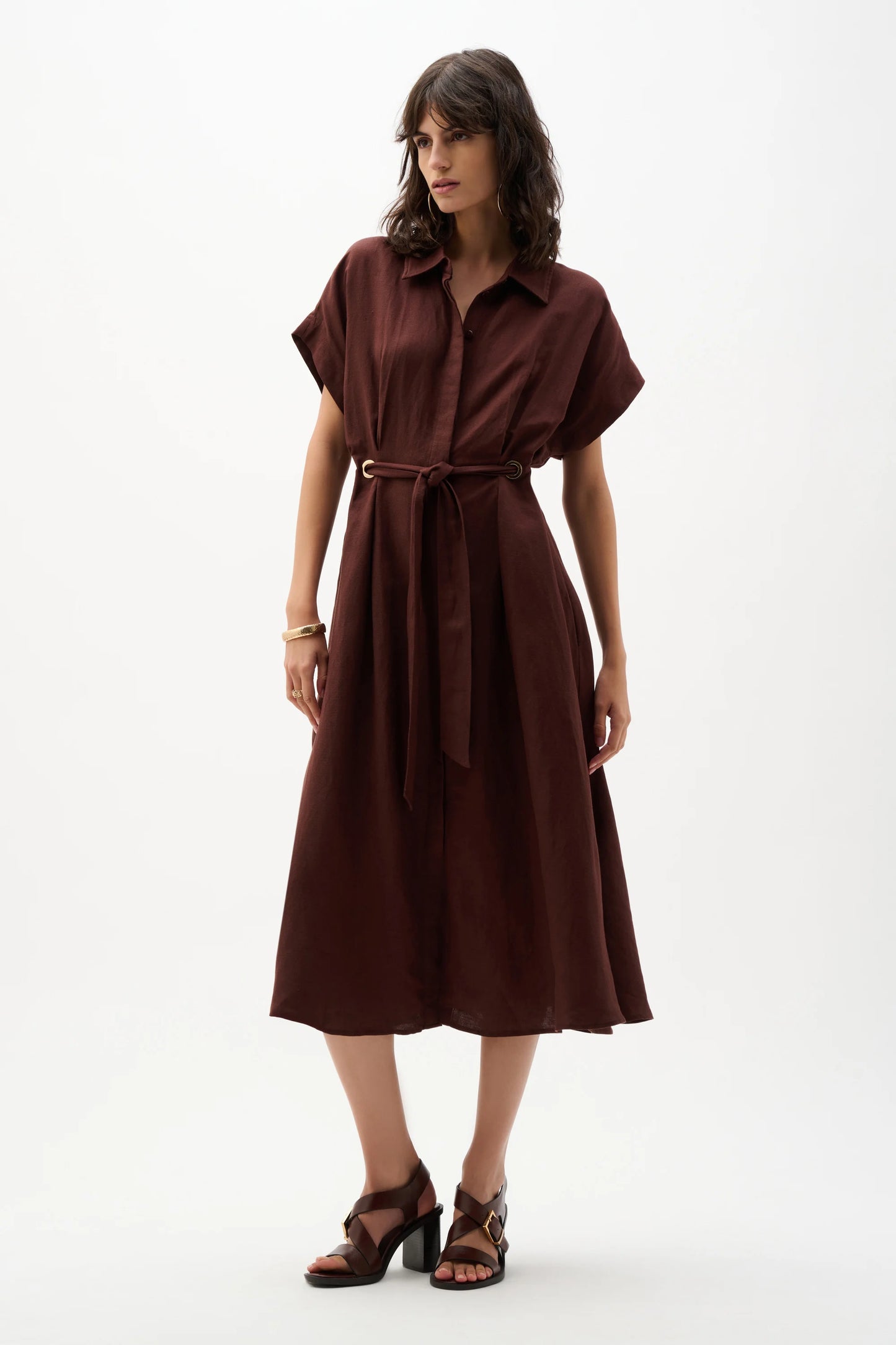 Linen Blend Fit & Flare Dress
