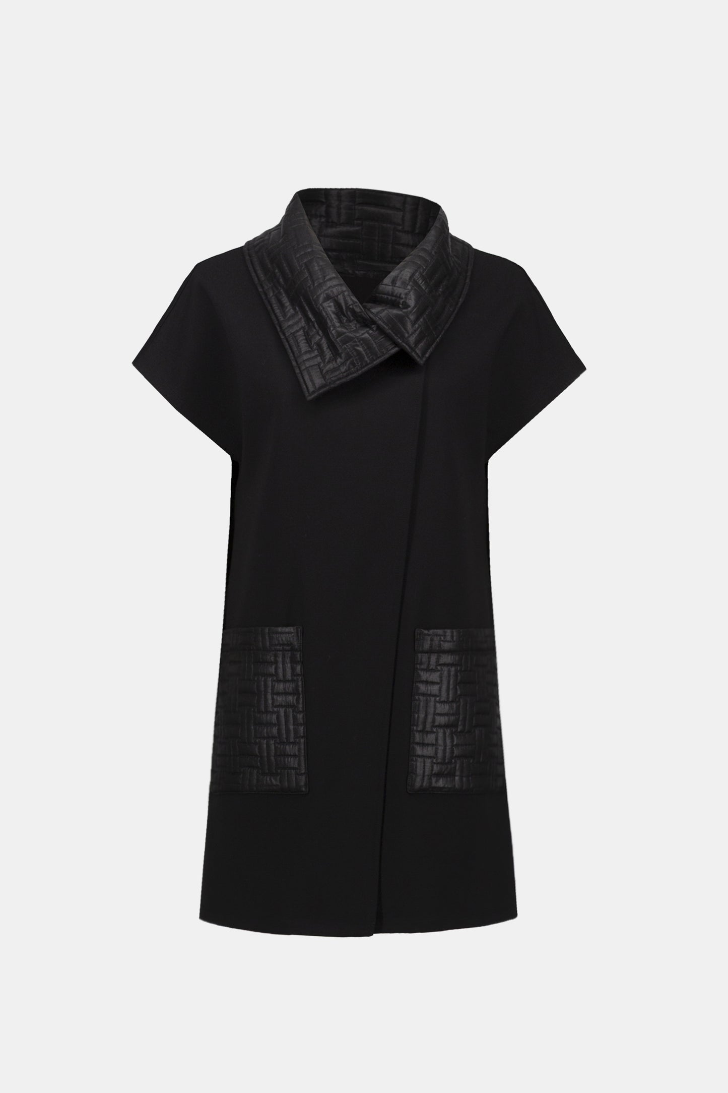 Heavy Knit Vest with Quilted Collar