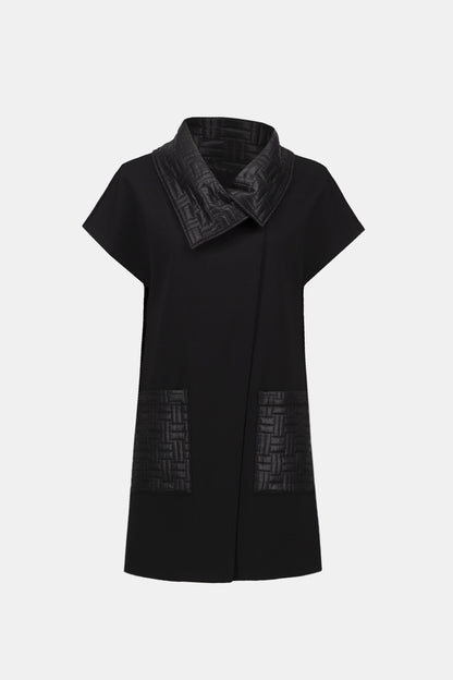 Heavy Knit Vest with Quilted Collar