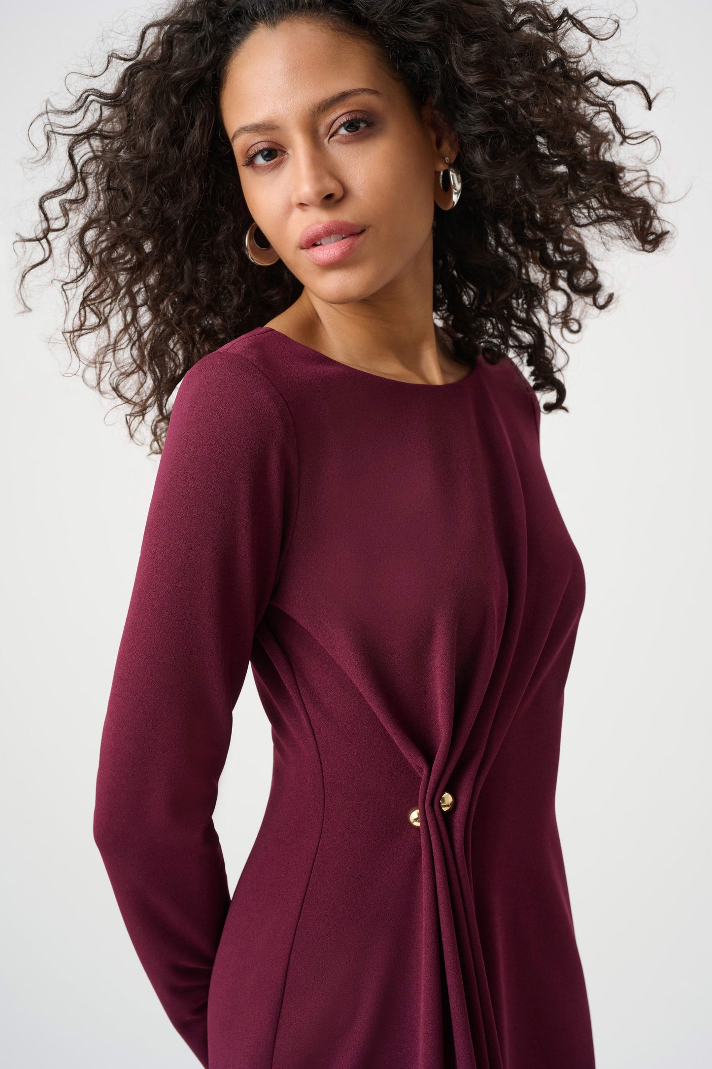 Scuba Crepe Draped Front Sheath Dress