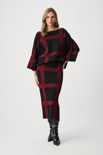 Plaid Boat Neck Sweater
