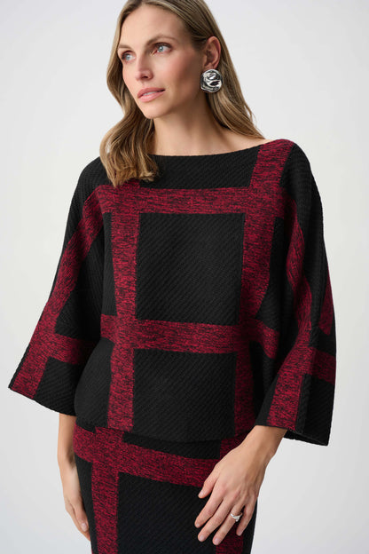 Plaid Boat Neck Sweater