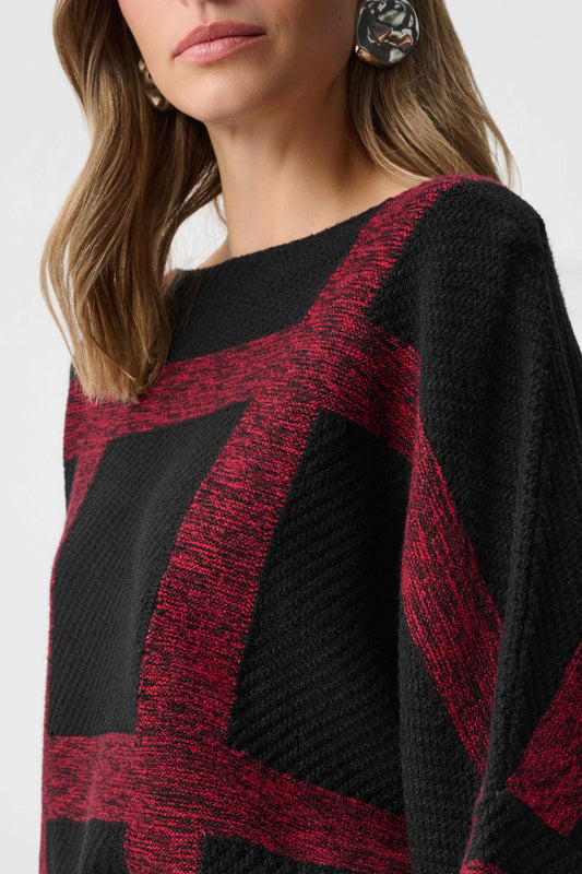 Plaid Boat Neck Sweater