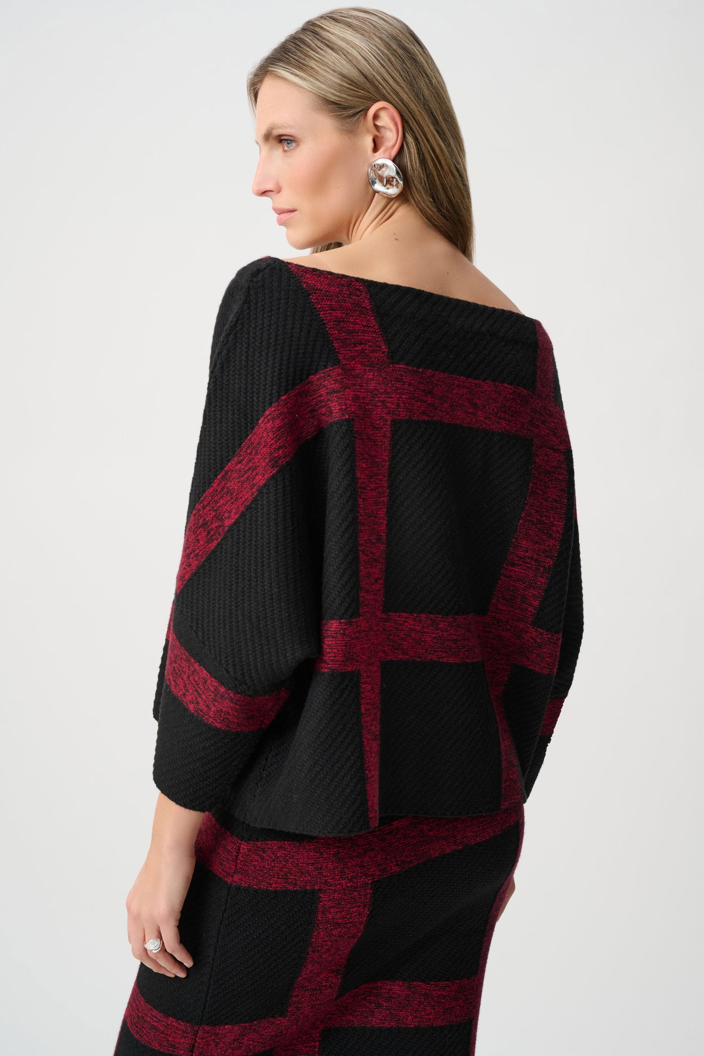 Plaid Boat Neck Sweater
