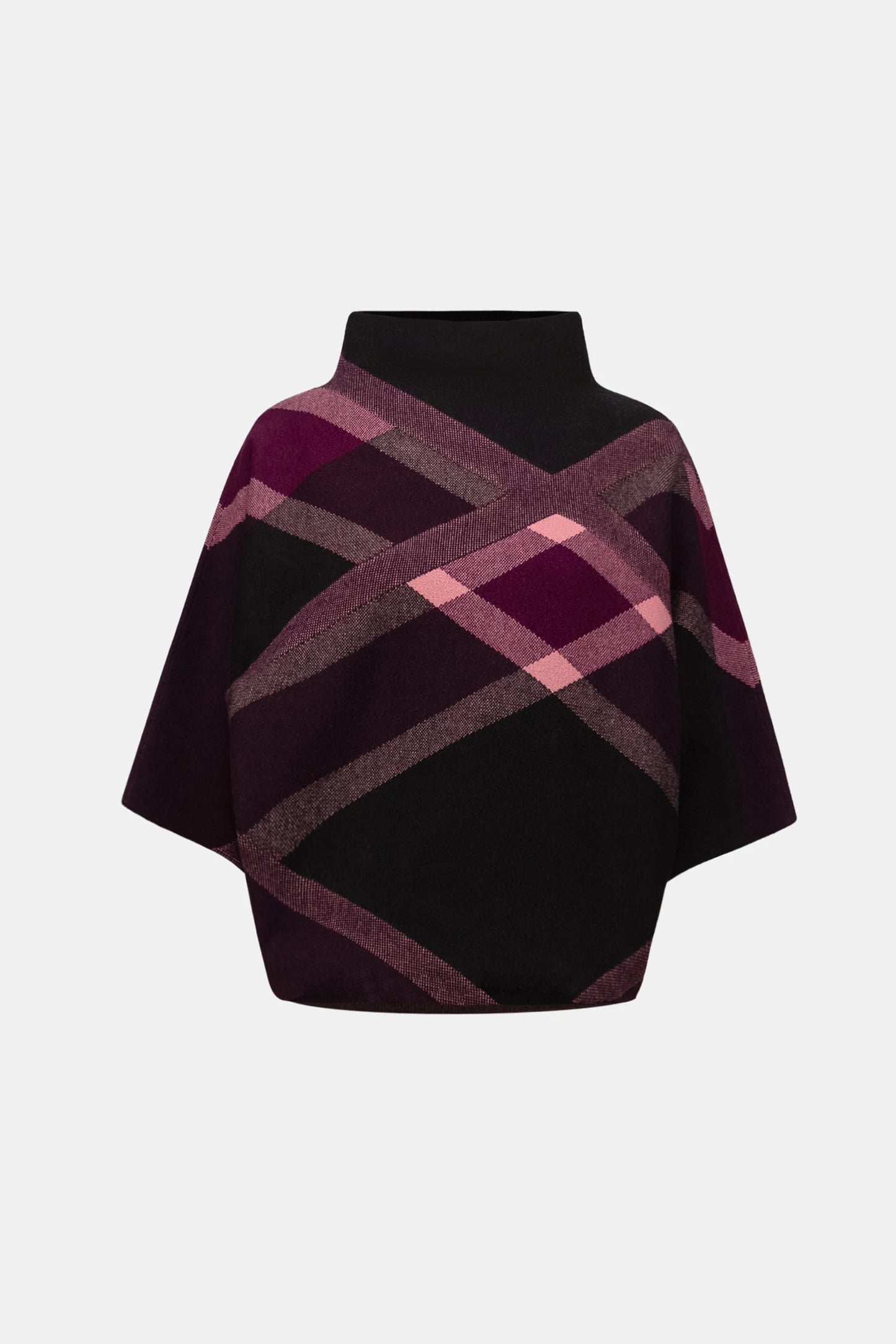 Plaid Funnel Neck Sweater