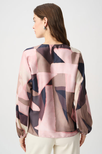 Geometric Print Satin Top