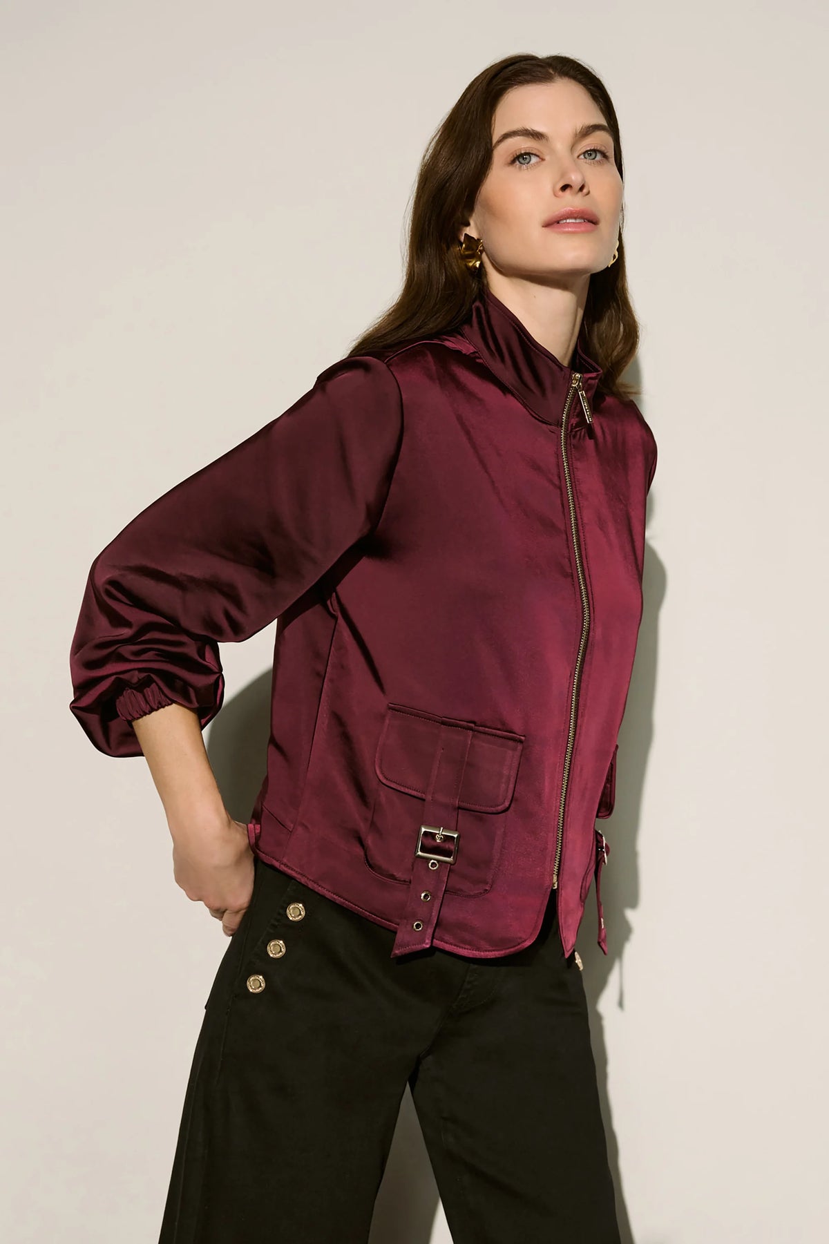 Satin Puff Slv Utility Jacket