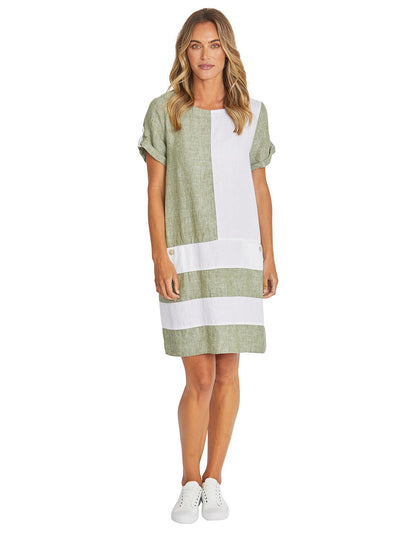 Colour Block Linen Dress